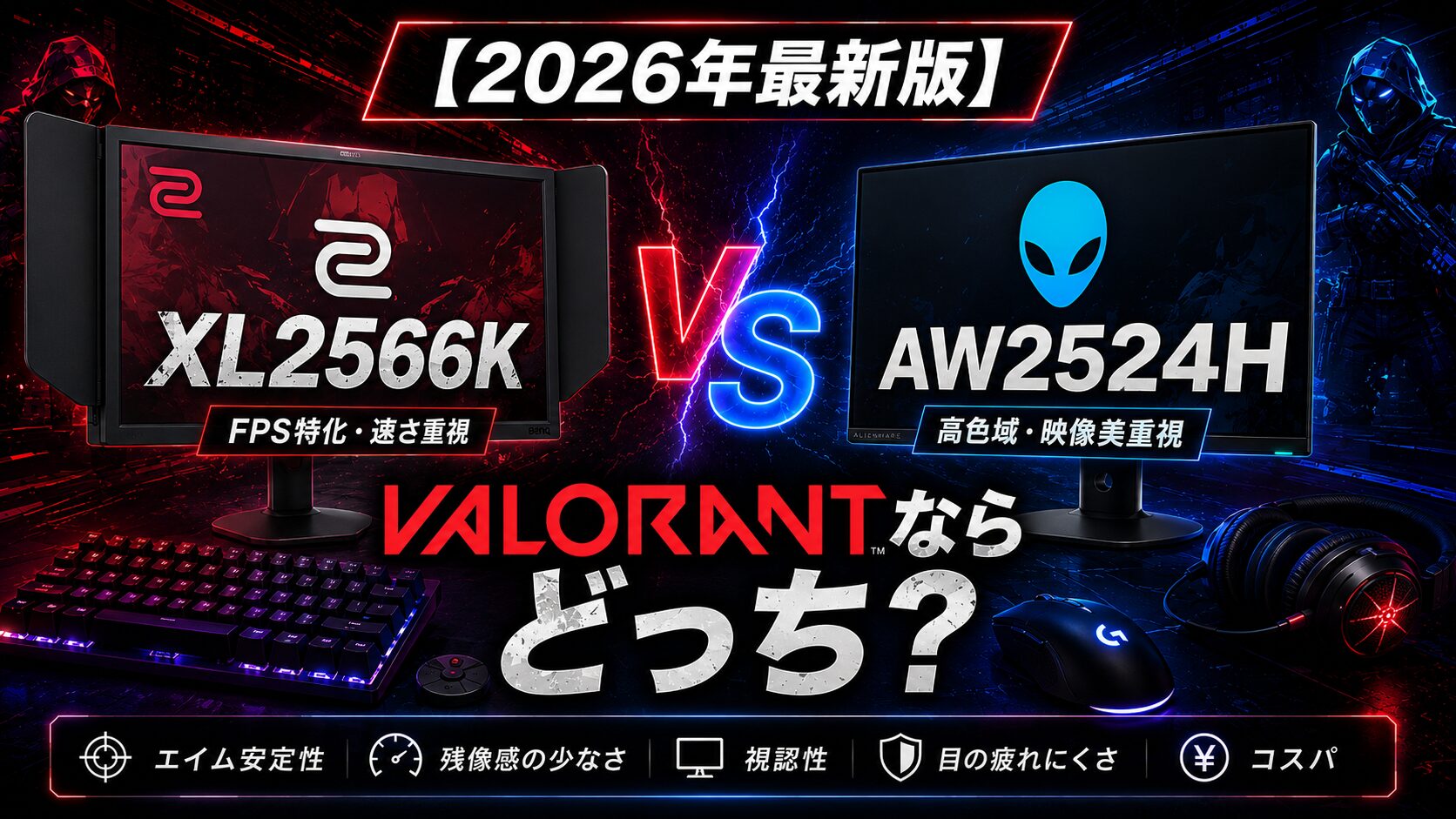 XL2566K vs AW2524H FPSモニター比較記事