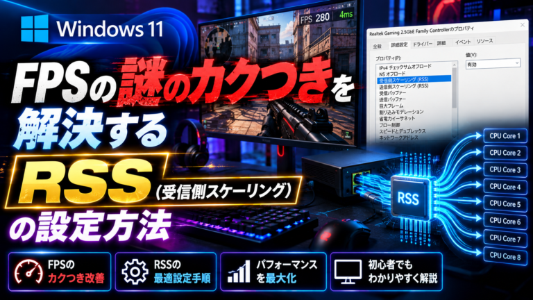 【Windows11】FPSの謎のカクつきを解決する「RSS（受信側スケーリング）」の設定方法